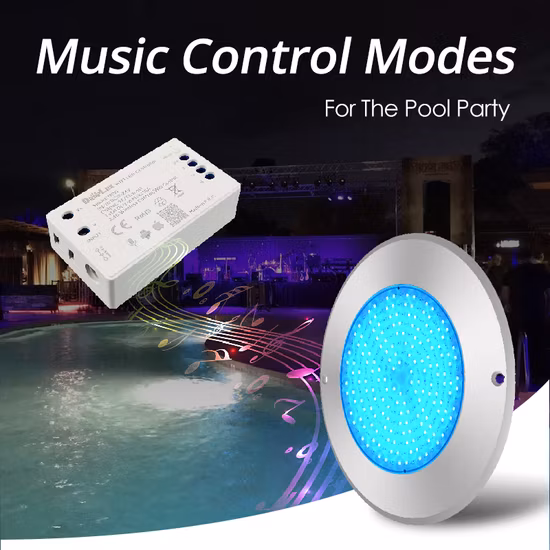 Hotook Patented WiFi Control Light for Pool Niche Replace IP68 SS316 Stainless Steel Resin Filled 18W LED Lights Underwater